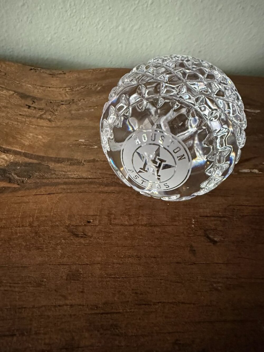 Waterford Crystal Houston Astros Baseball Paperweight Etched Logo Collectible